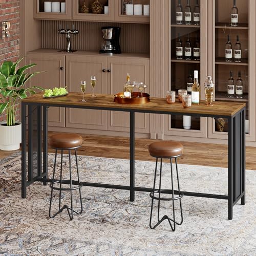 70.9" Bar Table, Long Counter Bar Height Table, Rectangular Bar Pub Table with Metal Frame, for Dining Room, alternate view 2