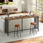 70.9" Bar Table, Long Counter Bar Height Table, Rectangular Bar Pub Table with Metal Frame, for Dining Room, alternate view 4