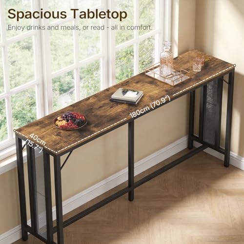 70.9" Bar Table, Long Counter Bar Height Table, Rectangular Bar Pub Table with Metal Frame, for Dining Room, alternate view 5