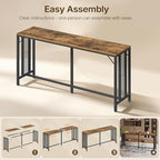 70.9" Bar Table, Long Counter Bar Height Table, Rectangular Bar Pub Table with Metal Frame, for Dining Room, alternate view 6