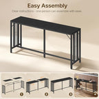 70.9" Bar Table, Long Counter Bar Height Table, Rectangular Bar Pub Table with Metal Frame, for Dining Room, alternate view 6