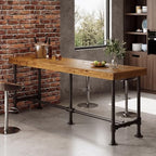 70.9-Inch Long Solid Wood Bar Table for 6-8 People, Industrial Narrow Counter Height Pub Table with Metal