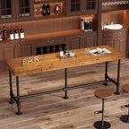 70.9-Inch Long Solid Wood Bar Table for 6-8 People, Industrial Narrow Counter Height Pub Table with Metal, alternate view 3