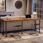 70.9-Inch Long Solid Wood Bar Table for 6-8 People, Industrial Narrow Counter Height Pub Table with Metal, alternate view 4