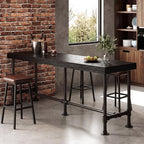 70.9-Inch Long Solid Wood Bar Table for 6-8 People, Industrial Narrow Counter Height Pub Table with Metal