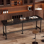 70.9-Inch Long Solid Wood Bar Table for 6-8 People, Industrial Narrow Counter Height Pub Table with Metal, alternate view 3