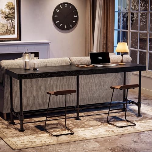 70.9-Inch Long Solid Wood Bar Table for 6-8 People, Industrial Narrow Counter Height Pub Table with Metal, alternate view 4