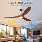 70" Outdoor Ceiling Fan with Light and Remote, Solid Wood 3-Blade Ceiling Fan with DC Motor for Patio and, alternate view 5