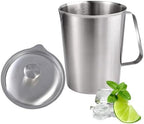 70 Oz Stainless Steel Pitcher with Lid, Graduated Measuring Cup in Silver