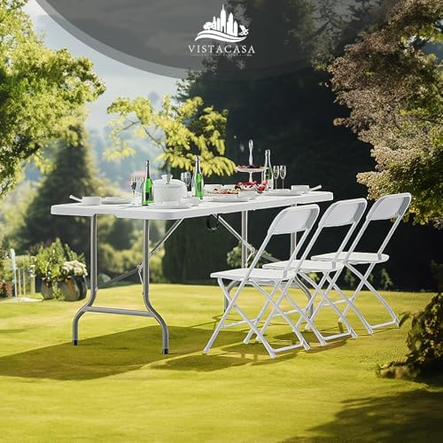70 Pack White Plastic Folding Chairs, Steel Frame,350lb, alternate view 2
