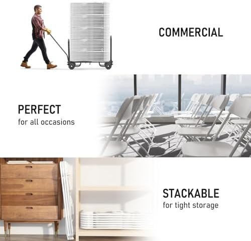 70 Pack White Plastic Folding Chairs, Steel Frame,350lb, alternate view 6