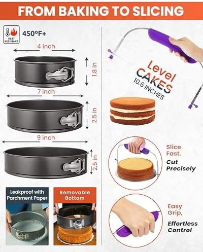 700 PCs Cake Decorating Kit with Baking Supplies Cake Decoration Set including Springform Pans, Cake Turntable, alternate