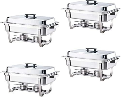 70014-BLK Chafing Dish Set, 8 QT, Black Handle in 4 Pack - Black Handle