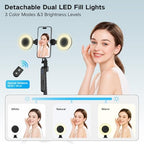 70inch Auto Face Tracking Tripod, Vlogging Kit for iPhone with Light and Mic in Black-SM, alternate view 2