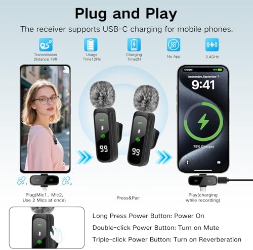 70inch Auto Face Tracking Tripod, Vlogging Kit for iPhone with Light and Mic in Black-SM, alternate view 4