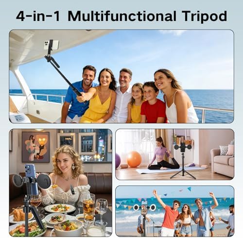 70inch Auto Face Tracking Tripod, Vlogging Kit for iPhone with Light and Mic in Black-SM, alternate view 5