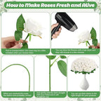 70PCS White Rose Artificial Flowers with 50PCS Diamond Pins for Bouquets, Fake Silk Roses Flower for Home, alternate view 5
