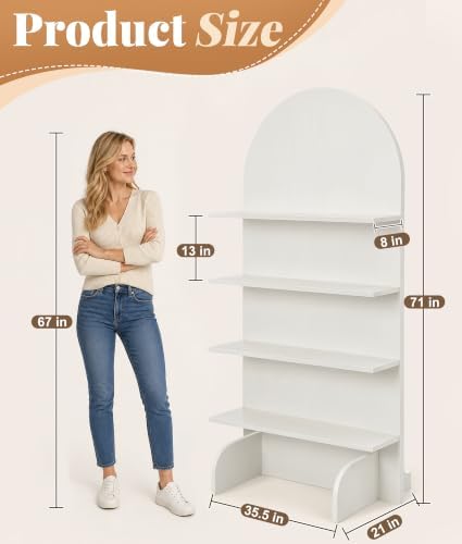 71IN 4-Tier Wooden Wedding Gift Display Arch 2-in-1 Dessert Display in white, alternate view 2