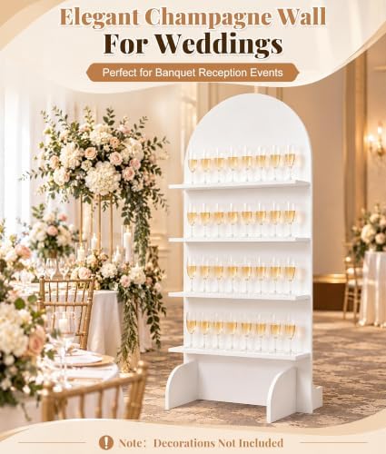 71IN 4-Tier Wooden Wedding Gift Display Arch 2-in-1 Dessert Display in white, alternate view 3