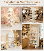 71IN 4-Tier Wooden Wedding Gift Display Arch 2-in-1 Dessert Display in white, alternate view 4