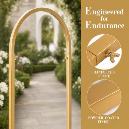 72"/60"/48" Metal Garden Arbor Arch Set, 3-Piece Wedding Backdrop Stand for Ceremony, Party & Garden, Gold in, alternate view