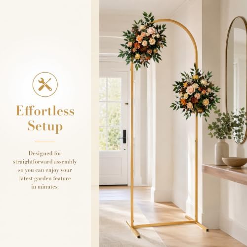 72"/60"/48" Metal Garden Arbor Arch Set, 3-Piece Wedding Backdrop Stand for Ceremony, Party & Garden, Gold in, alternate view
