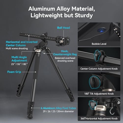 72.8"/ 200cm Horizontal Overhead Camera Tripod CT200 in Black, alternate view 4