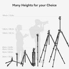 72.8"/ 200cm Horizontal Overhead Camera Tripod CT200 in Black, alternate view 5