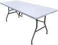 72 Inch Rectangle Plastic Fold-in-Half Table, Heavy Duty White