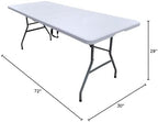 72 Inch Rectangle Plastic Fold-in-Half Table, Heavy Duty White, alternate view 2