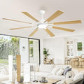 72 inch White Ceiling Fans with Lights and Remote, Indoor/Outdoor Ceiling Fan for Patio Living Room, 6 Speed