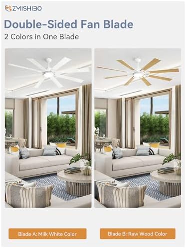 72 inch White Ceiling Fans with Lights and Remote, Indoor/Outdoor Ceiling Fan for Patio Living Room, 6 Speed, alternate view