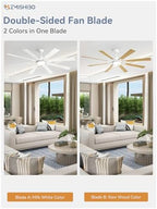 72 inch White Ceiling Fans with Lights and Remote, Indoor/Outdoor Ceiling Fan for Patio Living Room, 6 Speed, alternate view