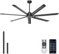 72'' Industrial Ceiling Fan No Light for Patio, Garage, Black in Black