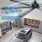 72'' Industrial Ceiling Fan No Light for Patio, Garage, Black in Black, alternate view 2