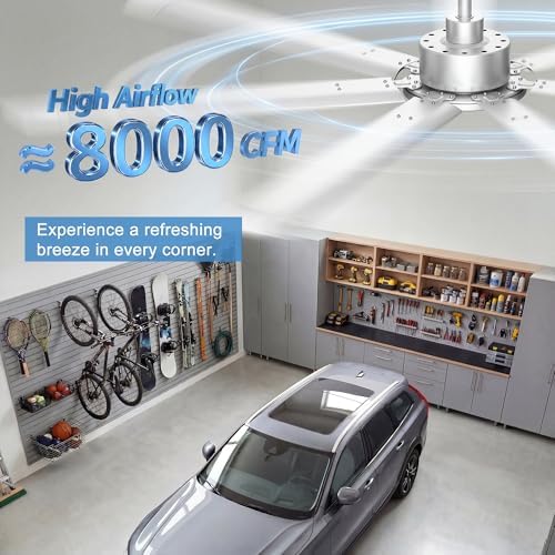 72'' Industrial Ceiling Fan No Light for Patio, Garage, Silver in Silver, alternate view 2