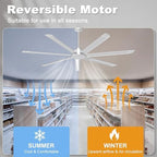 72'' Industrial Ceiling Fan No Light for Patio, Garage, Silver in Silver, alternate view 6
