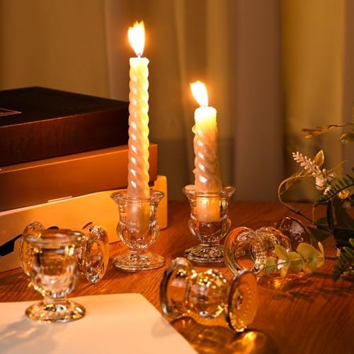 72 Pack Glass Candlestick Holders Bulk 2.5 Inch Taper Candle Holders Small Ritual Candle Stand Table, alternate view 5