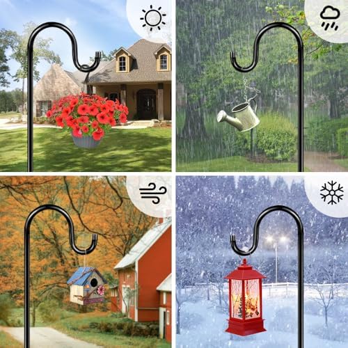72" Shepherds Hooks for Outdoor, Heavy Duty Bird Feeder Pole with 7 Base Prongs, Adjustable Garden Hanging, alternate view 6