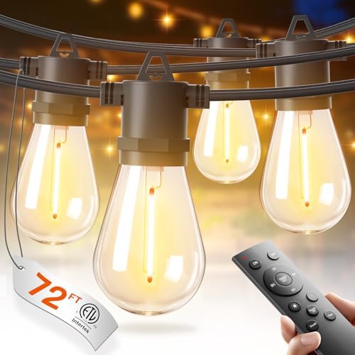 72FT LED Outdoor String Lights, Waterproof Dimmable Bulbs for Patio
