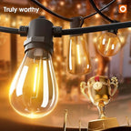 72FT LED Outdoor String Lights, Waterproof Dimmable Bulbs for Patio, alternate view 2