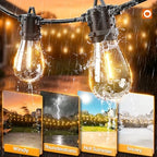 72FT LED Outdoor String Lights, Waterproof Dimmable Bulbs for Patio, alternate view 4