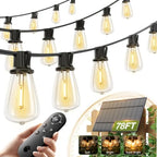 72FT Solar String Lights Outdoor, Waterproof Dimmable 24+2 LED
