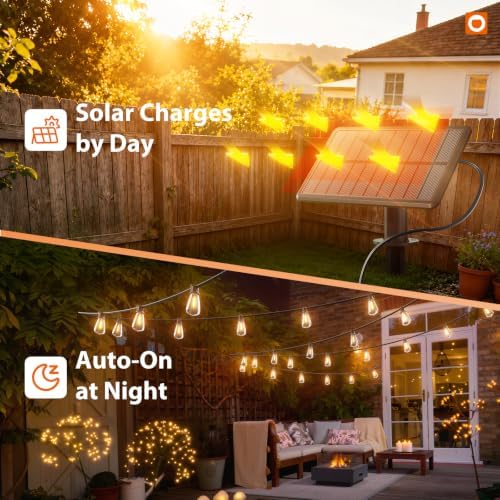72FT Solar String Lights Outdoor, Waterproof Dimmable 24+2 LED, alternate view 4