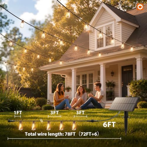 72FT Solar String Lights Outdoor, Waterproof Dimmable 24+2 LED, alternate view 6