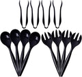 72pcs Black Plastic Serving Utensils Set for Parties & Buffet