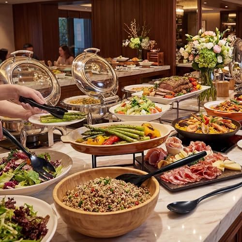 72pcs Black Plastic Serving Utensils Set for Parties & Buffet, alternate view 6