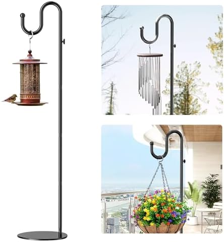 74" Shepherds Hook Stand: Hanging Bird Feeders, Plants, and Wind Chimes