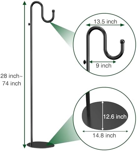 74" Shepherds Hook Stand: Hanging Bird Feeders, Plants, and Wind Chimes, alternate view 3