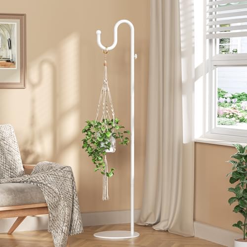 74" Shepherds Hook Stand: Hanging Bird Feeders, Plants, Wind Chimes, White in White, alternate view 2